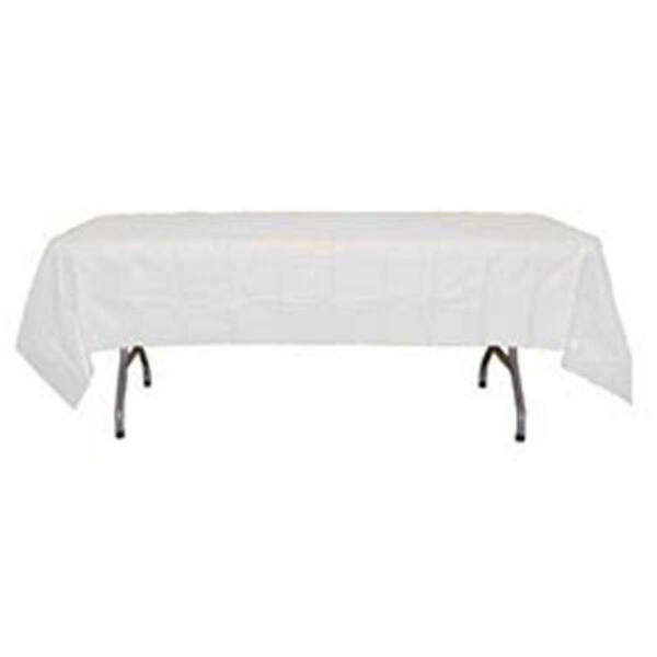 Crown Display 90023 PE 54 x 108 in. White Plastic Table Cover, 48PK 90023  (PE)